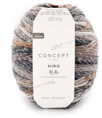 Katia Concept Hiro, Wolle mit Seide zum stricken oder häkeln, Farbverlaufswolle, 150g (203)