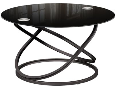 Vicco Couchtisch Calgary, Schwarz Hochglanz, 79.5 x 46.5 cm | mit Glasfläche, zur Nutzung als Ablage- oder Arbeitsfläche im Wohnbereich