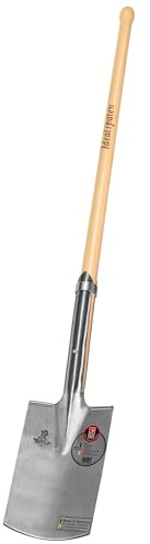 IDEAL-Rode- oder Baumschulspaten | zum Ausgraben kompletter Wurzelballen & Setzen von Bäumen | feinpolierter Doppelfederspaten mit Verstärkungsring, selbstschärfend, mit Tritt,100 cm Eschen-Knopf-Stil