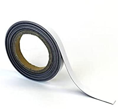 Magnetic Steel Easy-Wipe Tape, Thin & Flexible, Cut to Fit Strip, Strong Magnetic Tape, High Visible Identification, Suitable For All Non-Magnetic Surfaces - White - H.15mm x W.10M