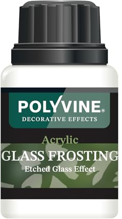 Polyvine Glass Frosting – a Frosted Effect Medium to Create Stunning Etched Glass Effect for Use with Stencils, Templates or Freehand - Decorative Mirror Art for Plastics, Window Panes & More
