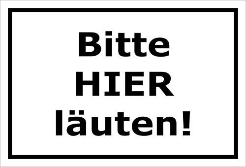 Melis-Folienwerkstatt Schild - Bitte Hier läuten - 45x30cm | | Bohrlöcher | 3mm Aluverbund – S00085-134-A 20 VAR