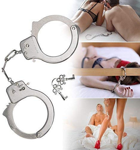 Oramics Handschellen für Erwachsene, Erotik Handschellen aus Edelstahl mit 2 Schlüssel, Fesseln fürs Bett für mehr Abwechslung im Schlafzimmer (Chrom)