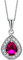 Orovi Schmuck Damen Tropfen Kette Gold mit Ketttenanhänger Edelstein/Geburtsstein Rubin in Rot umgeben von 17 natürlichen Diamanten Brillanten 0.06CT klassische Halskette aus Weißgold 9 Karat 375 Gold