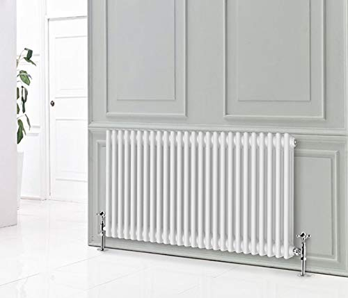 NRG 600x1190 Cast Iron Horizontal Radiator Gloss White 3 Column Central Heating Rads