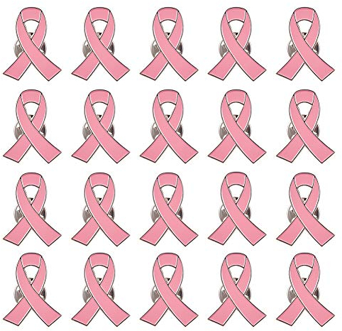 WANDIC 20 Octobre Rose Broches Ruban Rose Badge Épingles Pins de Sensibilisation Au Cancer du Sein en Métal et Émail Coloré, pour les Activités de Soutien Aux Soins des Femmes