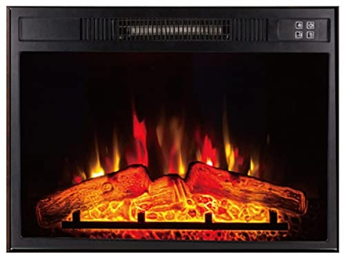 PUR LINE Chimenea Eléctrica mural, 2000W, cristal templado negro, diseño vintage encastrable, con mando a distancia y llama ajustable CHE-620