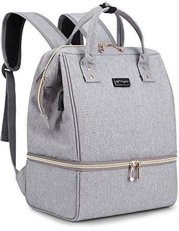 GOGOSO Breast Pump Bag - Lunch Bags Breastmilk Cooler Backpack Breastfeeding Mom Gray
