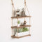 Homezone® Modernos estantes de cuerda de madera de 3 niveles, estantes flotantes rústicos montados en la pared, estantes colgantes decorativos para guardería, cocina, baño, dormitorio, decoración de