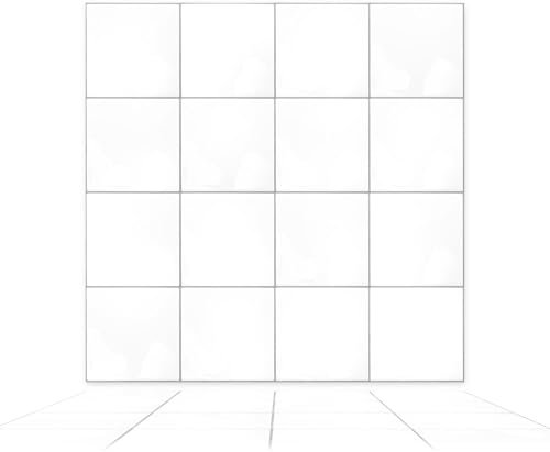 WALPLUS 16 Sheets Brilliant Metro White Glossy 3D Tile Stickers Wall Splashbacks Vinyl Stick on Tiles Splashback Peel and Stick Bathroom Kitchen Decor Tile Paint Spring Easter Decoration