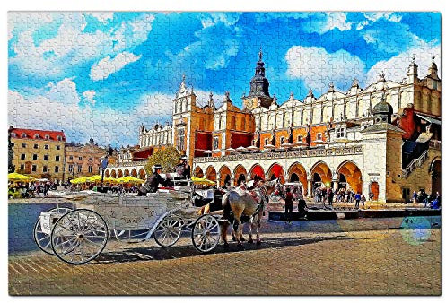 Poland Jigsaw Puzzle 1000 Piece Poland Krakow's Rynek Glowny Central Square Puzzle Game Artwork Travel Souvenir Wooden