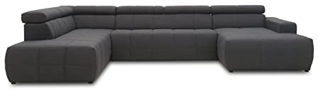 DOMO. collection Sofa Brandon, Wohnlandschaft mit Rückenfunktion und Sitztiefenverstellung in U-Form, Polstergarnitur 359 x 228 x 80 cm (BxTxH), dunkelgrau