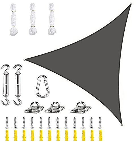 PYapron Sonnensegel Sonnenschutz Dreieck Polyester Windschutz Wetterschutz Wasserabweisend Imprägniert 95% UV Schutz Mit Seilen Und Befestigungs Kit Für Outdoor Garten,#6,6x6x6m