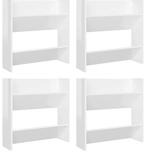 vidaXL 4X Wand Schuhschrank Schuhregal Schuhablage Regal Schrank Schuhständer Wandregal Hängeschrank Schuhaufbewahrung Hochglanz-Weiß 60x18x60cm Holzwerkstoff