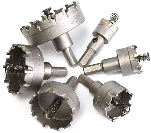 SagaSave Hartmetall-Lochschneider-Set, langlebig, Lochsägen-Set für Hartmetall, 6-teilig (22 mm, 30 mm, 35 mm, 45 mm, 50 mm, 65 mm)
