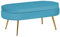 LaNatura Sitzpouf Oval Samt Blau 99x44x40 cm Bank Wohnzimmerhocker Hocker Bankhocker Neu