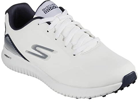 Skechers MAX 2 Arch Fit Waterproof Spikeless Golf Shoe, Zapatillas Hombre, Blanco/Azul Marino, 41 EU