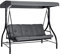 Outsunny 3 Seater Canopy Swing Chair Porch Hammock Heavy Duty 2 in 1 Garden Bench Lounger Bed with Metal Frame, Removable Cushion - Dark Grey