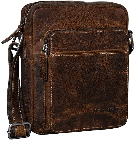 STILORD 'Vittorio' Herrentasche zum Umhängen Leder Umhängetasche Herren kleine Männerhandtasche Tablet 9,7 Zoll iPad Tasche Messenger Bag Vintage Echtleder, Farbe:luino - braun