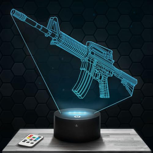 Nachttischlampe - Touch-Nachtlicht Sturmgewehr M16 3D-LED-Lampe Illusion, Geschenkidee Weihnachten Geburtstag Junge und Mädchen Nachttischlampe Kinder- oder Erwachsenenzimmer
