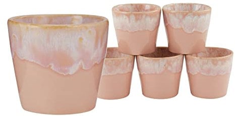 CreaTable, 23723, Serie Grespresso, 6-teiliges Geschirrset, Espresso Set aus Steinzeug, spülmaschinen-und mikrowellengeeignet, Made in Portugal, 9 centiliters, Rosé