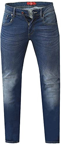 D555 Duke Mens Kingsize Relaxed Tapered Fit Stretch Jeans Vintage Blue 54 Waist Short Leg (Ambrose)