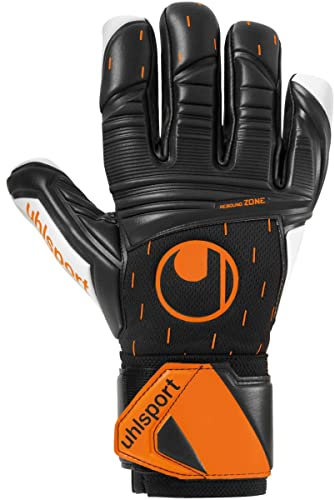 Uhlsport Speed Contact Supersoft HN Halb-negativ Torwarthandschuhe Fußball schwarz/weiß/Fluo orange Größe 8.5