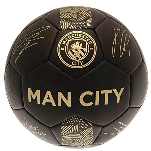 Manchester City FC Man City Phantom Signature Ball, Schwarz, Gold, Größe 5, für Erwachsene, Unisex, Mehrfarbig (Mehrfarbig)