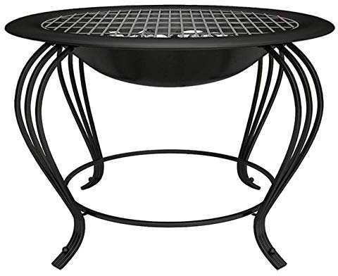 Feuerstellen Outdoor Holzbefeuerte Feuerstelle mit schwarzem Eisen Outdoor Garten Terrassenheizung Feuerschale Strand Feuertopf Heizung Grill Campingschale BBQ Brenner mit Abdeckung BBQ Koch