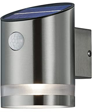 Reality Leuchten LED Solar Außenwandleuchte Salta R22231107, Metall Nickel matt, inkl. 3 Watt LED, Bewegungssensor