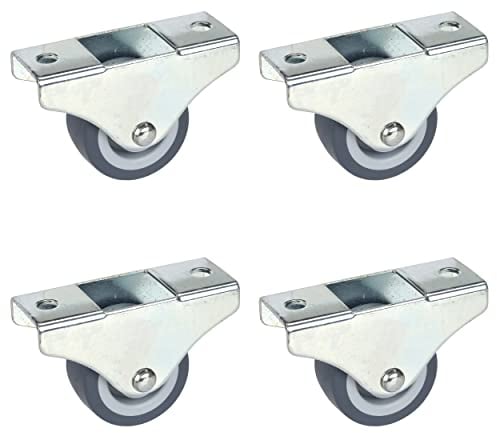 Dörner + Helmer Set di 4 ruote fisse per mobili, 38 mm x 18 mm, portata 135 kg, piccola ruota TPE, fissaggio direzionale