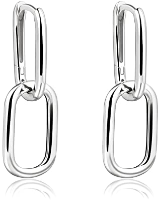 SILBERTALE Oval Hoop Ohrringe 925 Sterling Silber Gold Double Circle Hoop Ohrringe für Frauen Geometrische U-förmige Doppel Creolen