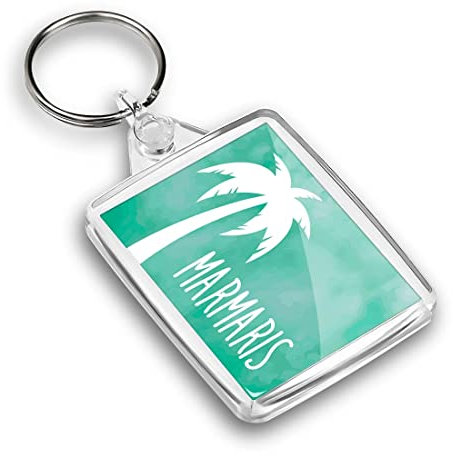 Destination Vinyl ltd 1 x IP02 Rectangle Passport Keyring Photo Marmaris Turkey Travel Palm Trees |Keychain|Keyring|Charm| #58144