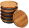 PATIKIL Wide Mouth Mason Jar Lids Wooden Storage Canning Jar Lids Ball Jars Wooden Lids with Airtight Silicone Seal Ball Wooden Lids for Mason Jars (6 PCS)