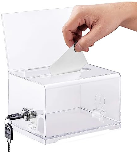 Fivtsme Spendenbox Abschließbar, Acrylspendenbox, Abschließbare Spendenbox, Transparente Wahlurne mit Schloss für Kommentare, Stimmzettel, Spenden, Visitenkarten Sammeln