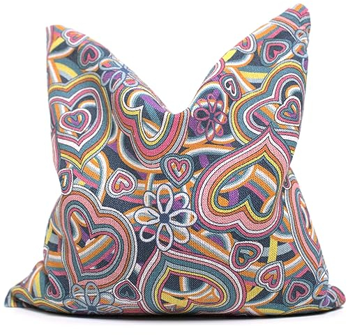 Kirschkernkissen 12x12cm - Bio Stoff Psychedelic Heart - Wärmekissen & Kältekissen - Körnerkissen