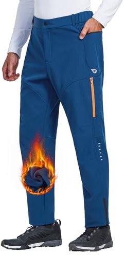 baleaf Herren Winter Radlerhose Thermohose Mountainbike Hose Wasserdicht Kaltes Wetter Wandern Laufen Fahrrad Outdoor Blau 3XL
