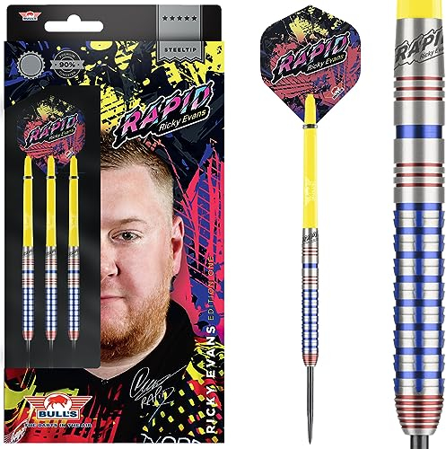 BULL'S Ricky Evans Steel Darts | 90% Tungsten 24g Steeltip Darts | Professionelle Dartpfeile für jeden Spieler
