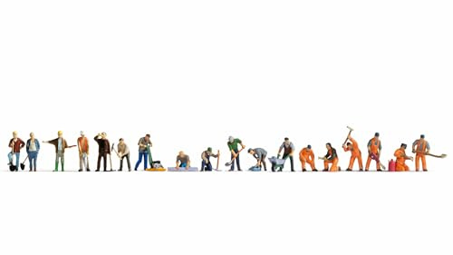 NOCH® XL-Set „Bei der Arbeit“, 18 handbemalte Figuren der Modelleisenbahn Spurweite H0 1:87 für realistische Modellbauszenerien und Dioramen