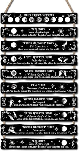 HPNIUB Moon Phase Plaque Wall Decor, Witchcraft Wall Art, Witchcraft Supplies, Celestial Home Decor Aesthetic,Gothic Kitchen Decor,Halloween Magic Poster, Witchy Room Decor (Moon1)