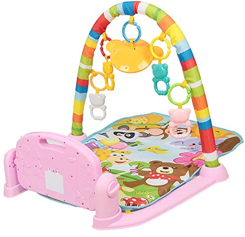 Tapis d'éveil Bébé avec Musique et Lumières, Tapis d'activité pour Nourrissons, Tapis de Jeu bébé avec Arche de Jeu et Jouets Suspendus - Kick and Play Piano Gym pour Bébé Filles Garçons