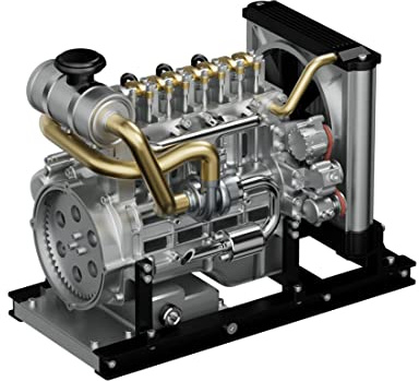 ELEMENTO Mini Motor Bausatz, 300 Teile Metall OHV Inline 4-Zylinder Dieselmotor mit Kühlsystem, 1:10 3D Metall Puzzle Auto Engine Experiment Lernspielzeug für Kinder & Erwachsene