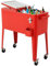 GYMAX Carrello Frigorifero per Esterno da 76 L con Ruote, Ghiacciaia Portatile con Ruote per Ghiaccio, Birra e Bevande per Feste, Rosso