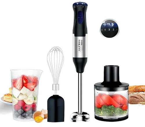 Carziyer 4-in-1 frullatore a immersione, frullatori, frullatore a immersione multifunzione 1000 W, con frusta, tritatutto da 500 ml e misurino in vetro 700 ml, robot da cucina, per mescolare gelato