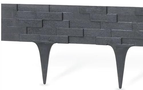 AP Supplies Lawn Edging Border Set - provides a clear separation between grass, flower beds, pathways, and other landscape features. (Stone, Gray)