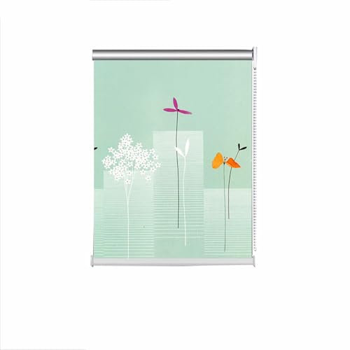 Home Office Roller Blind Thermal Blackout Window Curtains Roller Shade Patterned Shading Curtain Blackout Window Blind with Fittings (90x200cm,Style A)