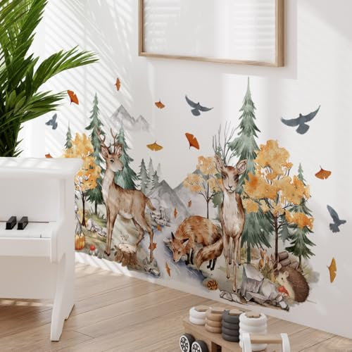 Wandtattoo Hirsch Wandsticker Wanddeko für Wohnzimmer Schlafzimmer Sofa Hintergrund,Wandaufkleber Kinderzimmer Mädchen und Jungs,Wandaufkleber Diy Wandkunst Dekor