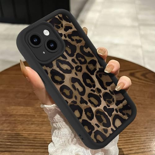 Genmoral Compatible with iPhone 16 Pro 6.1 Inch, Cheetah Print Shockproof TPU Protective Cover for Women Girls, Slim Anti Scratch Leopard Phone Case, Black