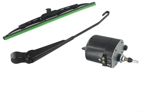 Besttoolifes Moteur d'essuie-glace 12 V avec lame de haute qualité, construction robuste, moteurs fiables pour tracteurs Jeep, pêche, caravanes, VTT, UTV, activités de plein air OEM 01287358, couleur