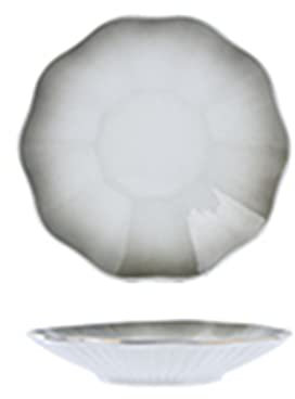 asdchZen Assiettes À Dîner en Céramique en Forme De Fleur avec Bordure Dorée Grise Et Blanche De 8 Pouces - Lot De 2